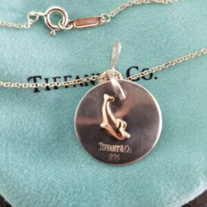 NEW TIFFANY & CO CUSTOM BERRY MARLOW DOLPHIN 14K/925 SS PENDANT & 18.5" NECKLACE